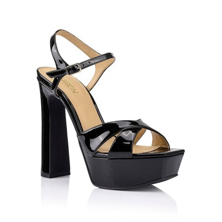 Limited Time Offer Jamie Platform Sandals - Black Patent Available for Immediate Shipping