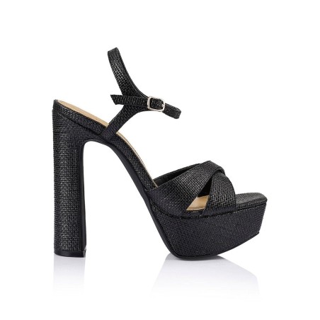 Limited Time Offer Jamie Platform Sandals - Black Raffia New Release