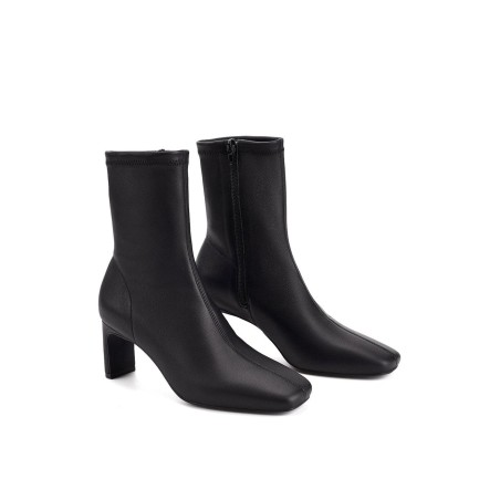 Limited Time Offer JoJo Block Heel Ankle Boot - Black Stretch Leather On Hand Now