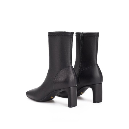 Limited Time Offer JoJo Block Heel Ankle Boot - Black Stretch Leather On Hand Now