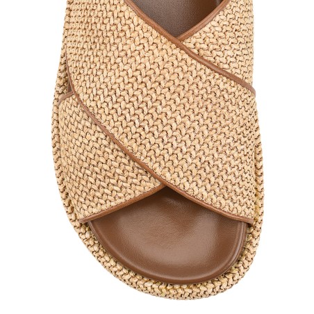 Limited Time Offer April Flatform Sandals - Natural Weave & Tan Immediate Availability