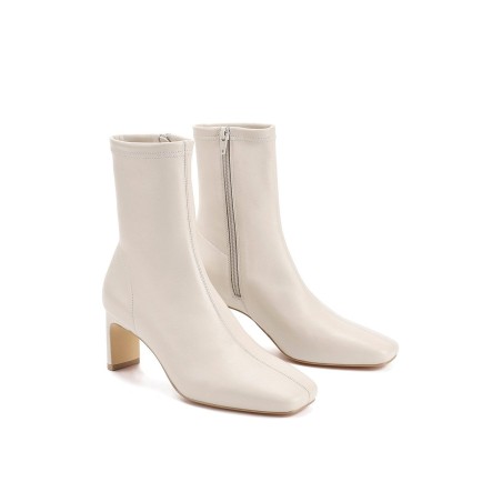 Limited Time Offer JoJo Block Heel Ankle Boot - Bone Stretch Leather Fresh Release