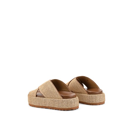 Limited Time Offer April Flatform Sandals - Natural Weave & Tan Immediate Availability