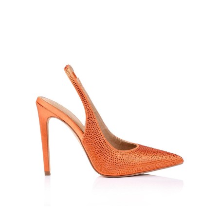 Limited Time Offer Anthony Stiletto Heels - Orange Satin/Jewels In Stock