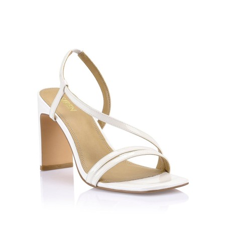 Limited Time Offer Kamino Heeled Sandals - Chalk Patent Leather Ready for Shipment