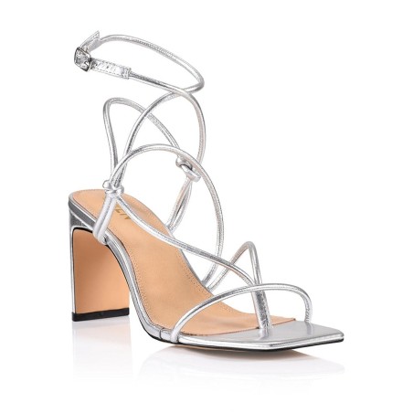 Limited Time Offer Kilby Block Heel Sandals - Silver Leather Immediate Availability