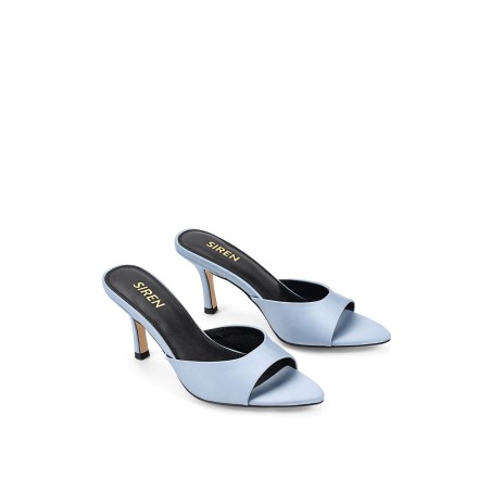 Limited Time Offer Margot Point Toe Mules - Blue Satin New Stock