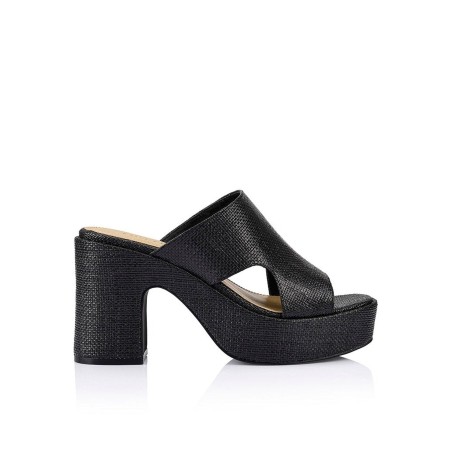 Limited Time Offer Milky Platform Sandals - Black Raffia New Release