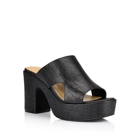 Limited Time Offer Milky Platform Sandals - Black Raffia New Release