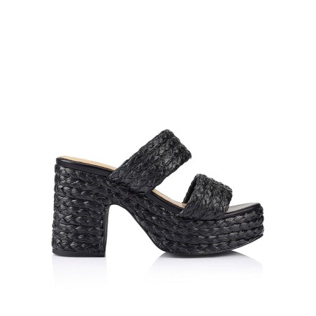 Limited Time Offer Mingus Platform Mules - Black Raffia