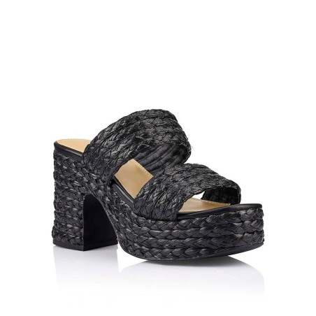 Limited Time Offer Mingus Platform Mules - Black Raffia