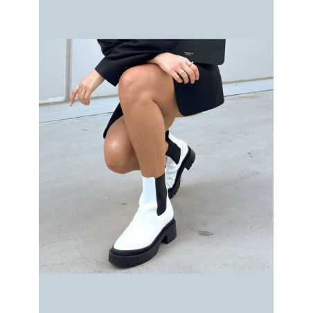 Limited Time Offer Orielly Combat Chunky Boots - Chalk Box Kid Leather Hot New Item