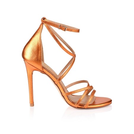 Limited Time Offer Danger Stiletto Heels - Orange Metallic Leather On Hand Now