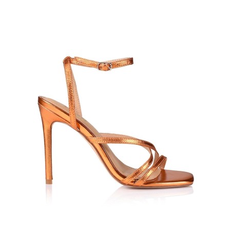 Limited Time Offer Dagger Stiletto Heels - Orange Metallic Leather Immediate Availability