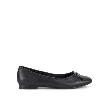 Limited Time Offer Regina Square Toe Ballet Flats - Black Leather Hot New Item