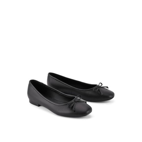 Limited Time Offer Regina Square Toe Ballet Flats - Black Leather Hot New Item