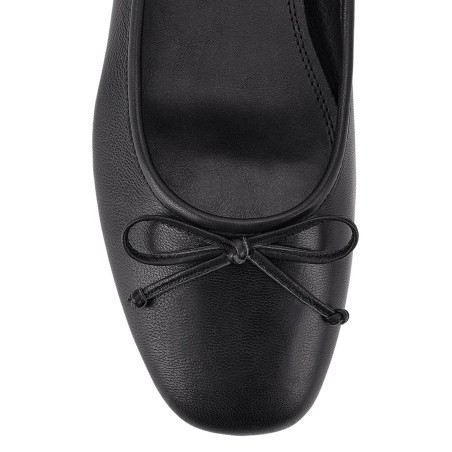 Limited Time Offer Regina Square Toe Ballet Flats - Black Leather Hot New Item