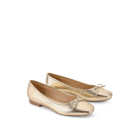 Limited Time Offer Regina Square Toe Ballet Flats - Gold Leather New Collection