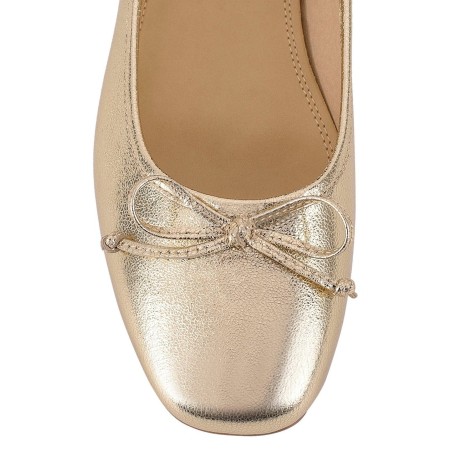 Limited Time Offer Regina Square Toe Ballet Flats - Gold Leather New Collection