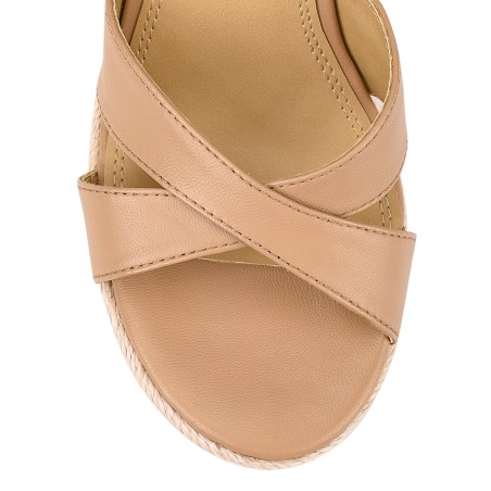 Limited Time Offer Remmie Rope Wedges - Almond Tan Leather In Stock