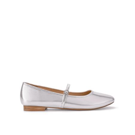 Limited Time Offer Rey Mary Jane Ballet - Silver Metallic Leather Latest Edition