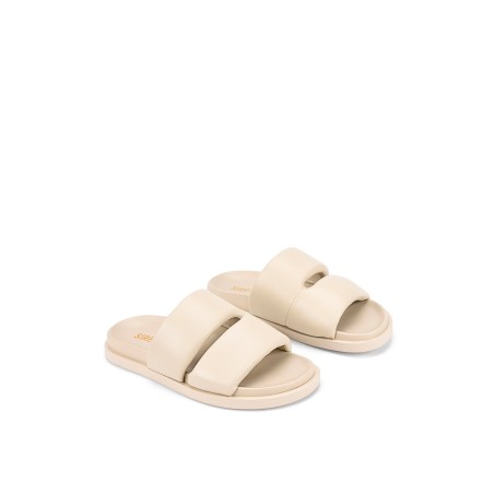 Limited Time Offer Lacey Footbed Sandals - Beige Leather Just In