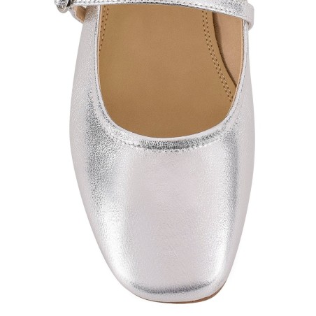 Limited Time Offer Rey Mary Jane Ballet - Silver Metallic Leather Latest Edition