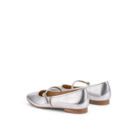 Limited Time Offer Rey Mary Jane Ballet - Silver Metallic Leather Latest Edition