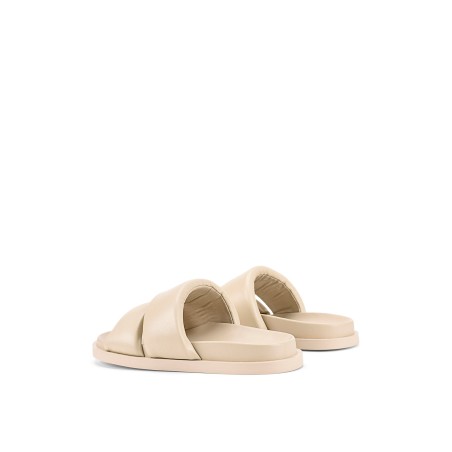 Limited Time Offer Lacey Footbed Sandals - Beige Leather Just In