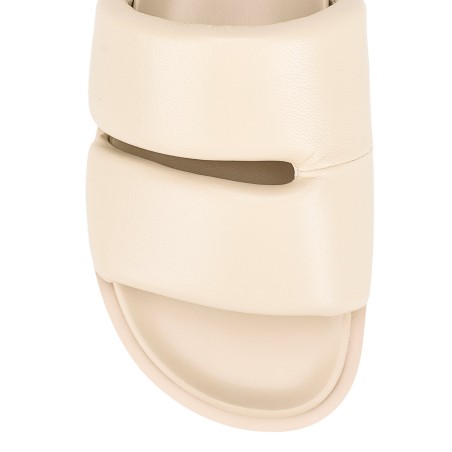 Limited Time Offer Lacey Footbed Sandals - Beige Leather Just In