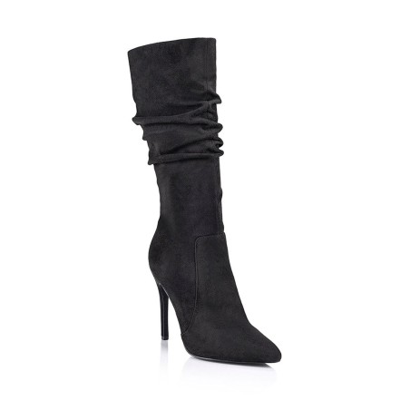 Limited Time Offer Sage Knee High Boots - Black Micro Hot New Item