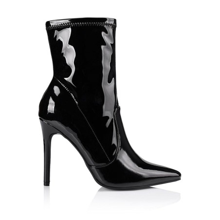 Limited Time Offer Saskia Ankle Boots - Black Patent Stretch New Stock