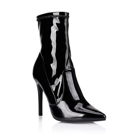 Limited Time Offer Saskia Ankle Boots - Black Patent Stretch New Stock