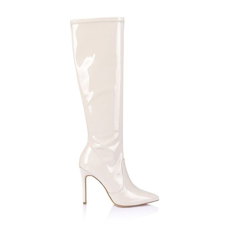 Limited Time Offer Savannah Knee High Boots - Bone Patent Stretch Just In