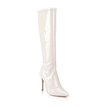 Limited Time Offer Savannah Knee High Boots - Bone Patent Stretch Just In