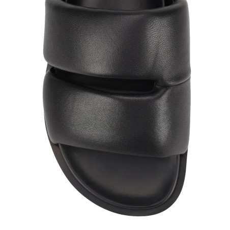 Limited Time Offer Lacey Footbed Sandals - Black Leather In Stock