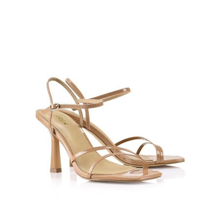 Limited Time Offer Speck Strappy Heels - Tan Patent Leather