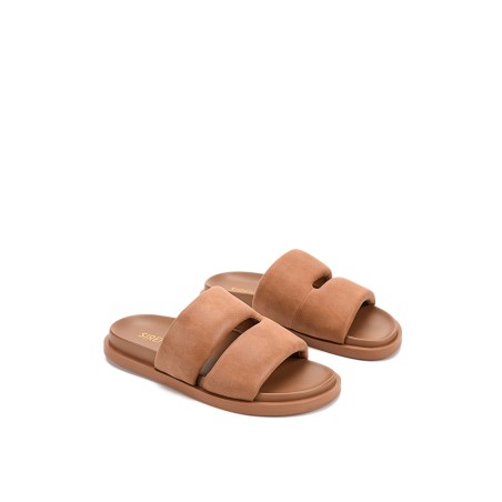 Limited Time Offer Lacey Footbed Sandals - Tan Leather Available for Immediate Shipping