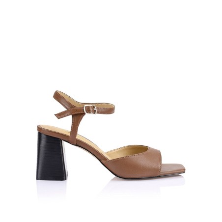 Limited Time Offer Stomp Heeled Sandals - Cinnamon Leather New Stock