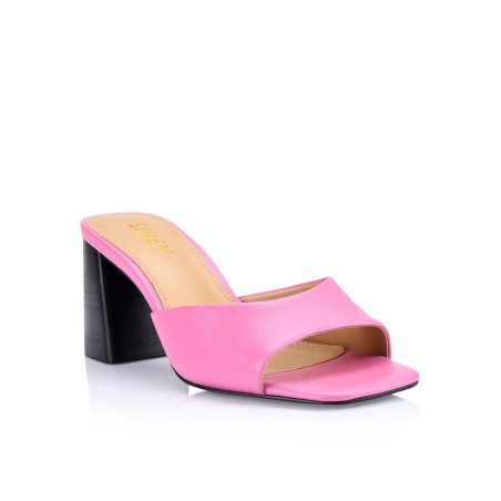 Limited Time Offer Stop Heeled Mules - Rose Leather Just In