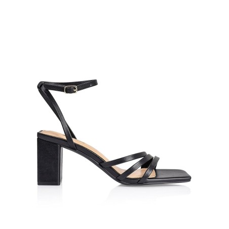 Limited Time Offer Tessie Block Heel Sandals - Black Leather Available for Immediate Shipping