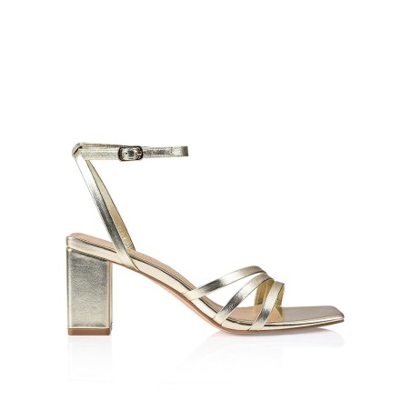 Limited Time Offer Tessie Block Heel Sandals - Soft Gold Metallic New Release