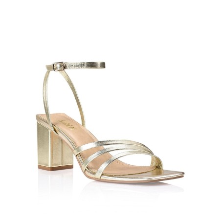 Limited Time Offer Tessie Block Heel Sandals - Soft Gold Metallic New Release